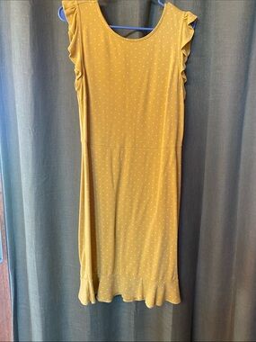Old Navy Mustard Yellow Polka Dot Ruffle Sleeve Dress